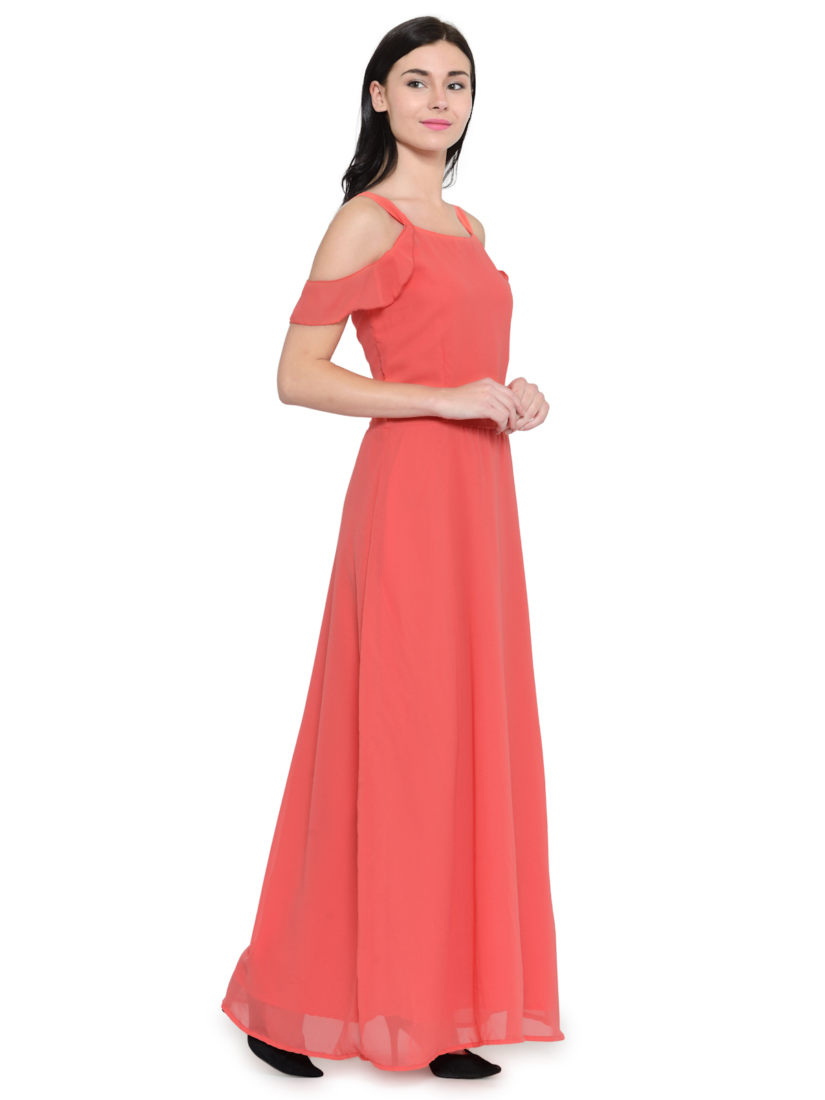 Pastel Peach Sleevless Maxi Dress
